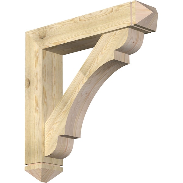 Ekena Millwork Olympic Arts and Crafts Rough Sawn Bracket w/ Offset Brace, Douglas Fir, 8"W x 40"D x 40"H BKT0806X40X40OLY03RDF - main